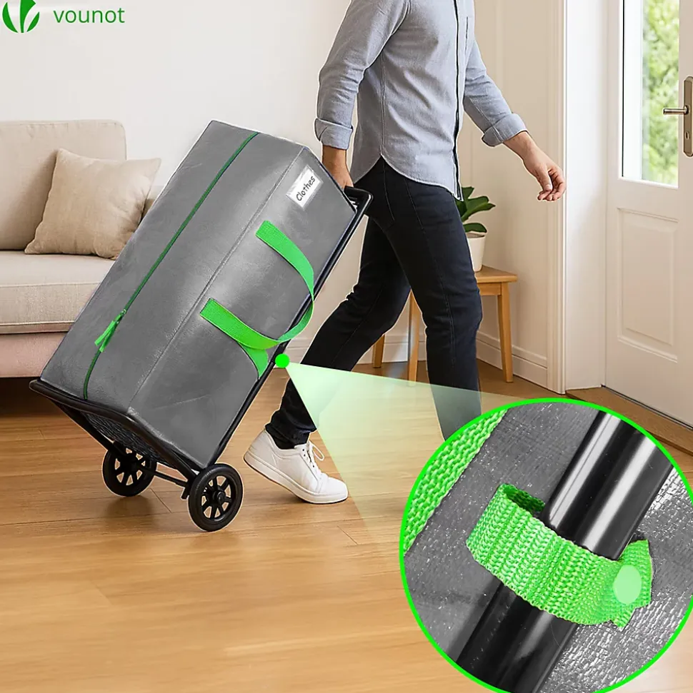 Lot de 5 sacs de demenagement grand format avec sangles et poignee gris VOUNOT