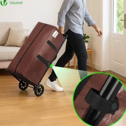 Lot de 10 sacs de demenagement grand format avec sangles et poignee marron VOUNOT