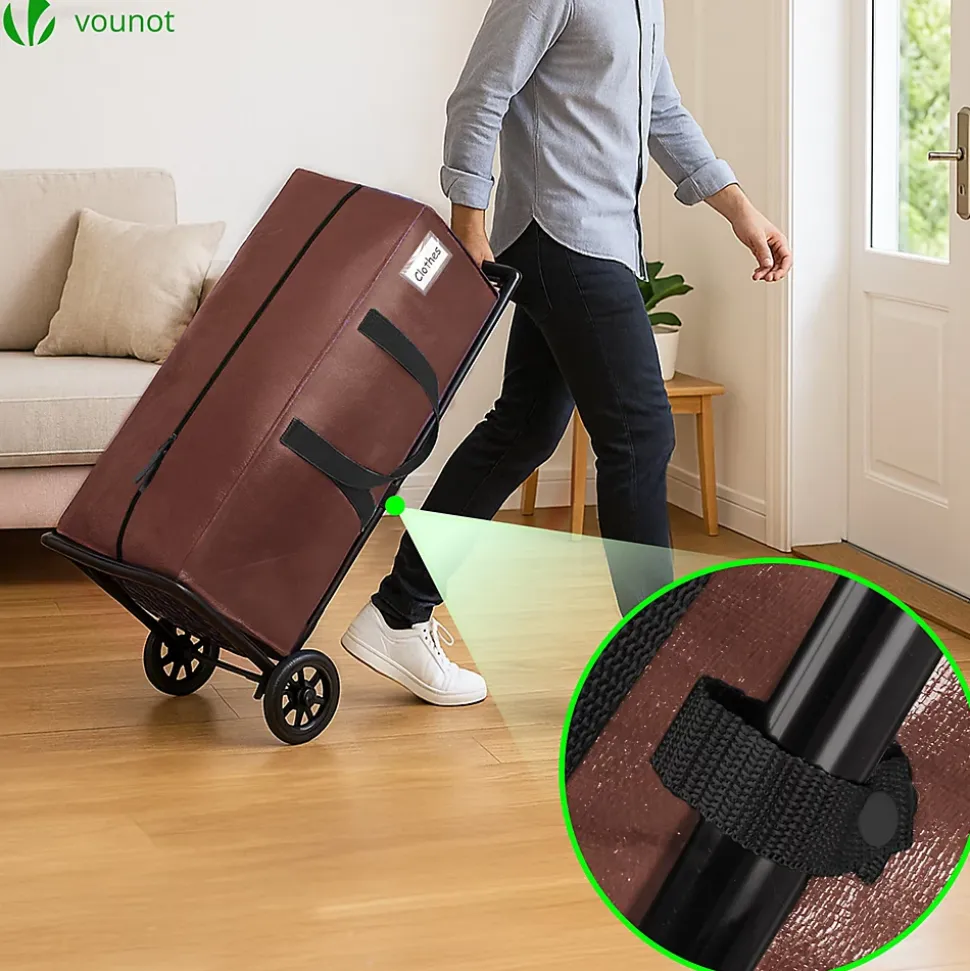 Lot de 10 sacs de demenagement grand format avec sangles et poignee marron VOUNOT
