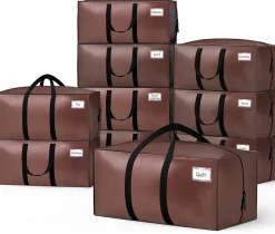 Lot de 10 sacs de demenagement grand format avec sangles et poignee marron VOUNOT