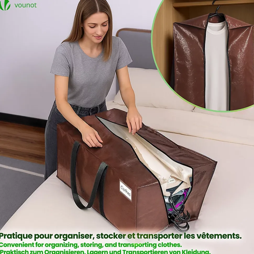 Lot de 10 sacs de demenagement grand format avec sangles et poignee marron VOUNOT
