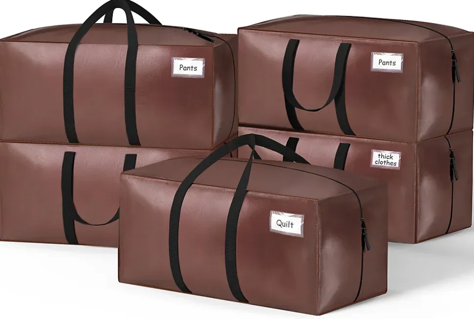 Lot de 5 sacs de demenagement grand format avec sangles et poignee marron VOUNOT
