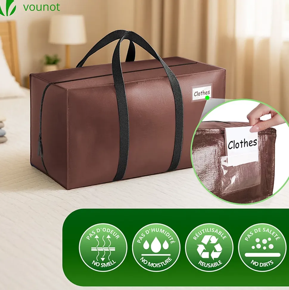 Lot de 5 sacs de demenagement grand format avec sangles et poignee marron VOUNOT