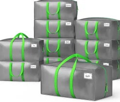 Lot de 10 sacs de demenagement grand format avec sangles et poignee gris VOUNOT