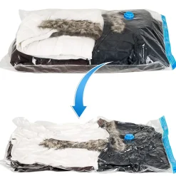 Lot de 10 sacs sous vide En 3 tailles avec vannes d'entrée et de sortie blanc transparent