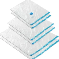 Lot de 6 sacs sous vide En 3 tailles avec vannes d'entrée et de sortie blanc transparent