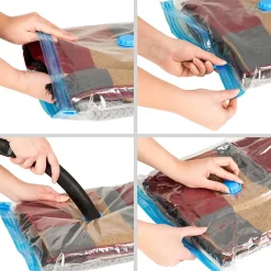 Lot de 20 sacs sous vide En 3 tailles vannes d'entrée et de sortie blanc transparent