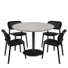 Lot de 1 table ronde120cm et 4 chaises - pied noir plateau béton naturel - Restootab