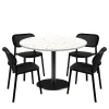Lot de 1 table ronde120cm et 4 chaises - pied noir plateau terrazzo cassata - Restootab