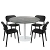 Lot de 1 table ronde120cm et 4 chaises - pied blanc plateau lune bleue - Restootab