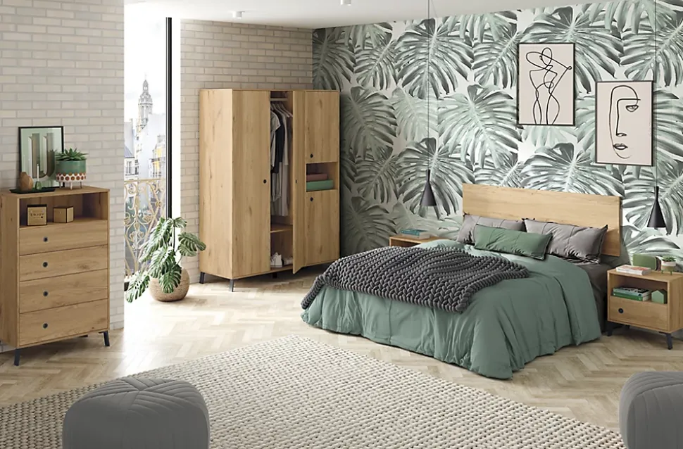 Lot de 2 tables de chevet / Table de nuit coloris chêne doré - Hauteur 52 x Longueur 50 x Profondeur 35 cm
