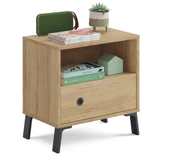 Lot de 2 tables de chevet / Table de nuit coloris chêne doré - Hauteur 52 x Longueur 50 x Profondeur 35 cm
