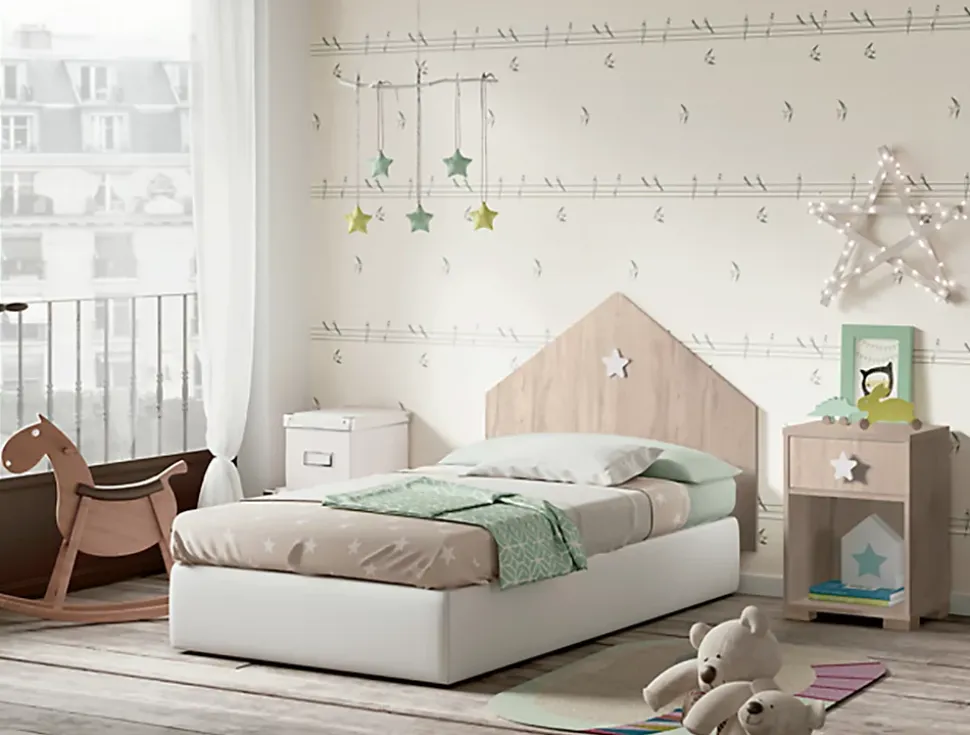 Lot de 2 tables de chevet enfant / Table de nuit coloris effet bois - Hauteur 56 x Longueur 40 x Profondeur 33 cm