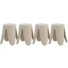 Lot de 4 tabourets bas en polypropylène avec assise tapissée simili cuir