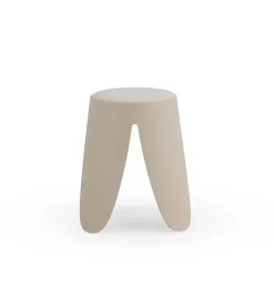 Lot de 4 tabourets bas en polypropylène avec assise tapissée simili cuir