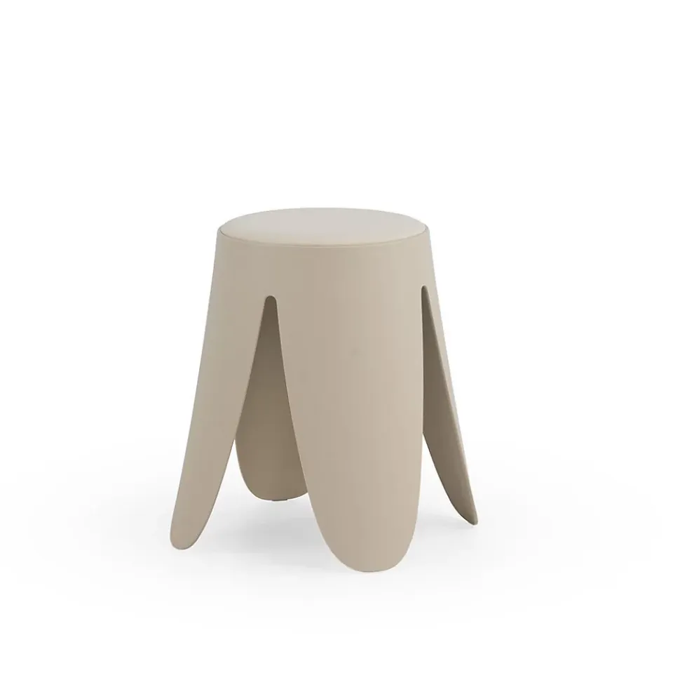 Lot de 4 tabourets bas en polypropylène avec assise tapissée simili cuir