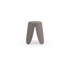 Lot de 4 tabourets bas en polypropylène avec assise tapissée simili cuir