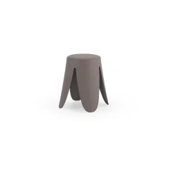 Lot de 4 tabourets bas en polypropylène avec assise tapissée simili cuir