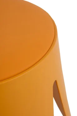 Lot de 4 tabourets bas en polypropylène avec assise tapissée simili cuir