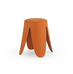 Lot de 4 tabourets bas en polypropylène avec assise tapissée simili cuir