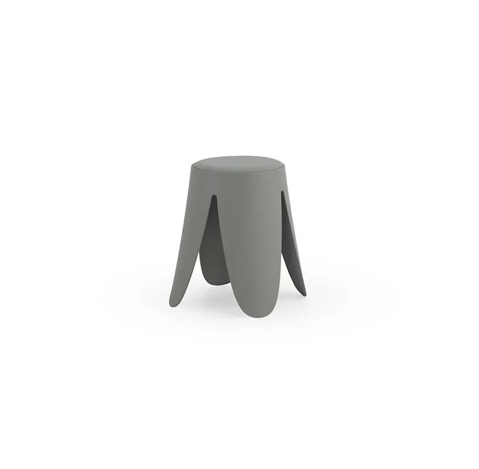Lot de 4 tabourets bas en polypropylène avec assise tapissée simili cuir