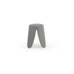 Lot de 4 tabourets bas en polypropylène avec assise tapissée simili cuir