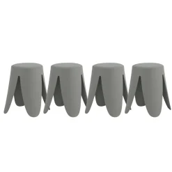 Lot de 4 tabourets bas en polypropylène avec assise tapissée simili cuir