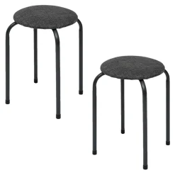 Lot de 2 tabourets d'appoint en métal et tissu chiné FLEXY