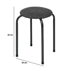 Lot de 2 tabourets d'appoint en métal et tissu chiné FLEXY