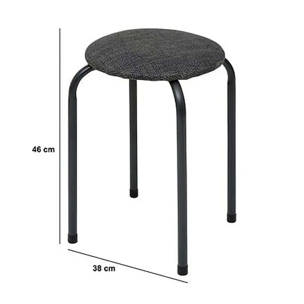 Lot de 2 tabourets d'appoint en métal et tissu chiné FLEXY