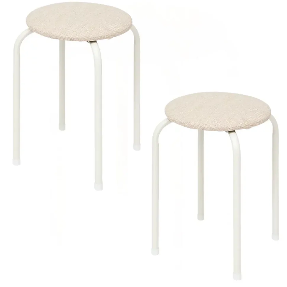 Lot de 2 tabourets d'appoint en métal et tissu chiné FLEXY