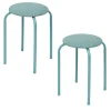 Lot de 2 tabourets d'appoint en métal et tissu chiné FLEXY