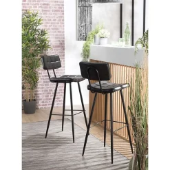 Lot de 2 tabourets de bar hauteur d'assise 80 cm noirs