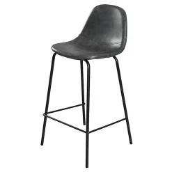 Lot de 2 tabourets de bar hauteur d'assise 65 cm gris