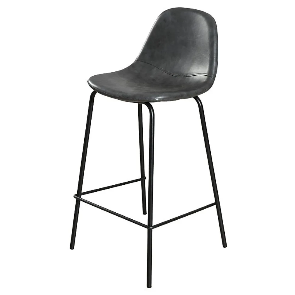 Lot de 2 tabourets de bar hauteur d'assise 65 cm gris