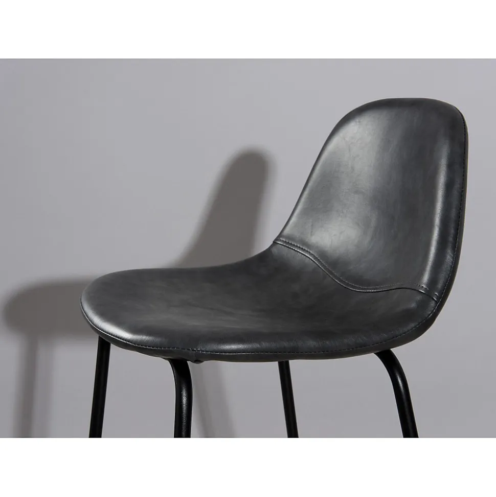 Lot de 2 tabourets de bar hauteur d'assise 65 cm gris