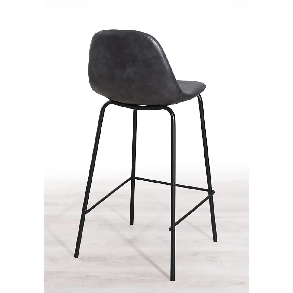 Lot de 2 tabourets de bar hauteur d'assise 65 cm gris