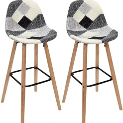 Lot de 2 Tabourets de bar Patchwork
