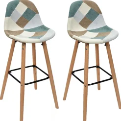 Lot de 2 Tabourets de bar Patchwork