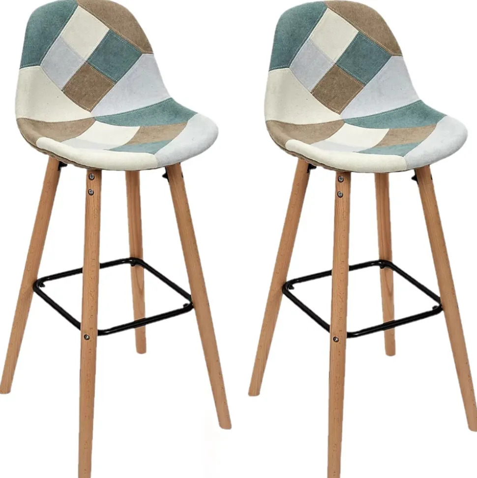 Lot de 2 Tabourets de bar Patchwork