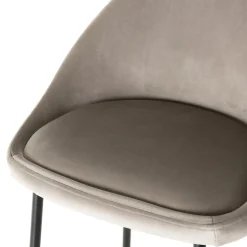 Lot de 2 tabourets de bar velours chamois et pieds métal noir