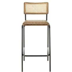 Lot de 2 tabourets de bar assise matelassée cuir dossier droit