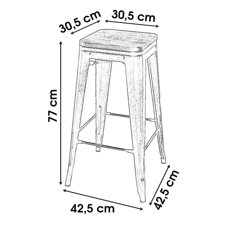 Lot de 4 Tabourets de bar vintage Liv