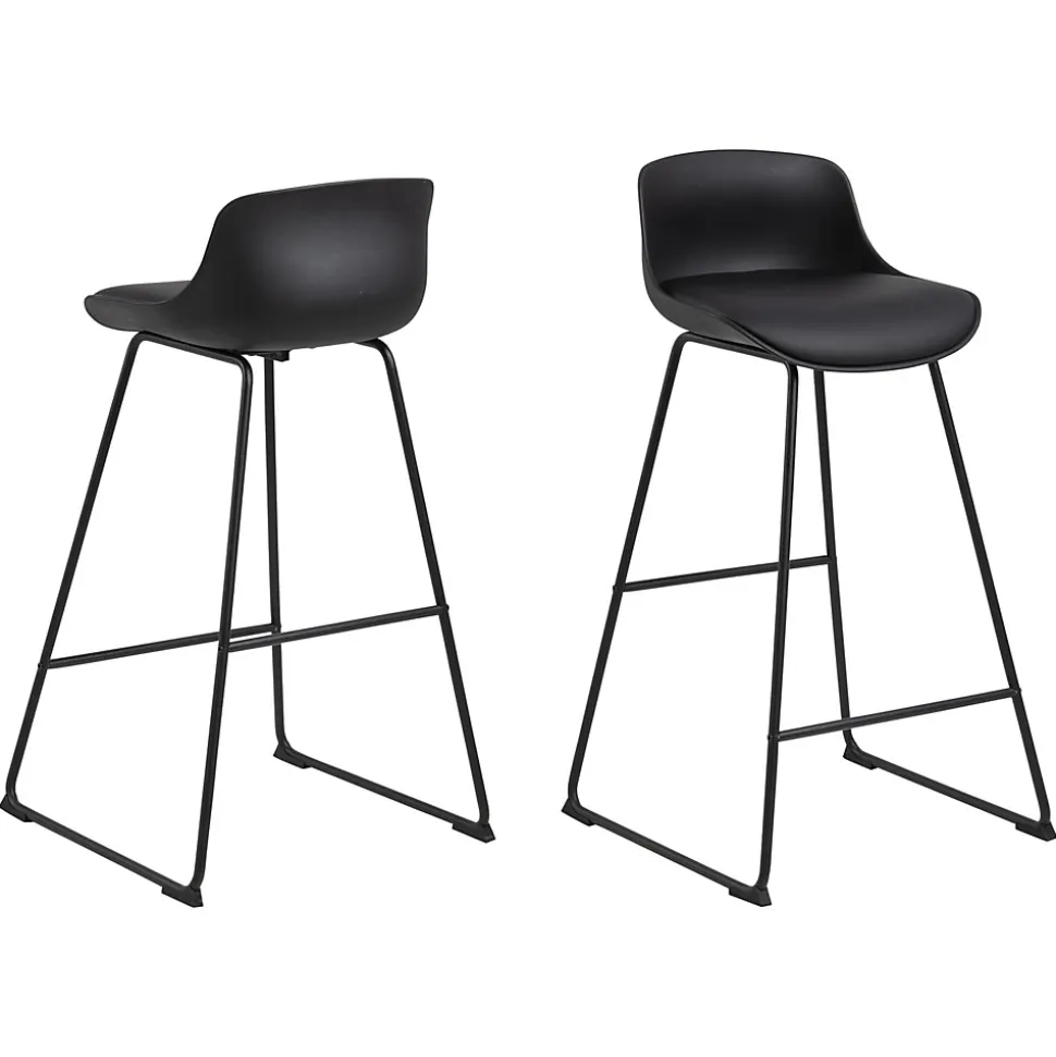 Lot de 2 tabourets de bar en polypropylène et métal