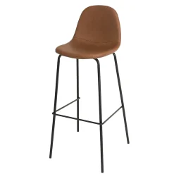 Lot de 2 tabourets de bar hauteur assise 80 cm marrons