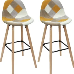 Lot de 2 Tabourets de bar Patchwork