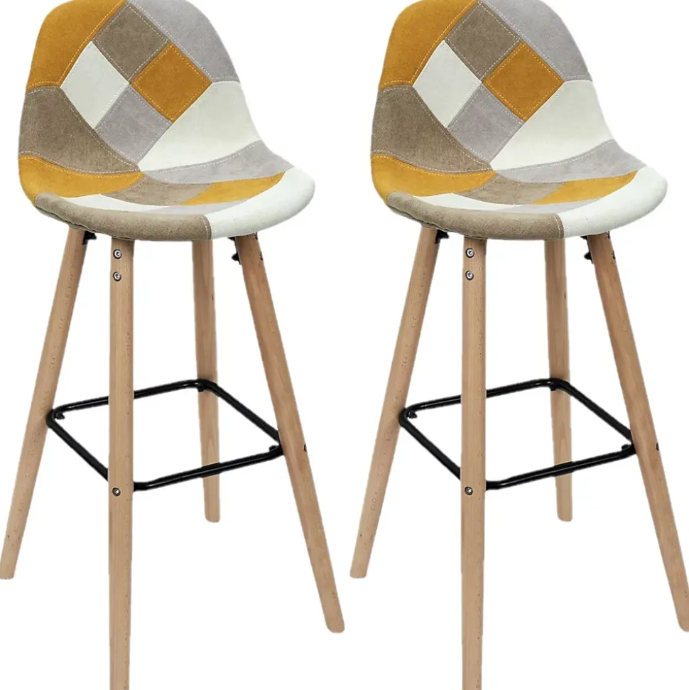 Lot de 2 Tabourets de bar Patchwork