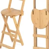 Lot de 2 Tabourets de Bar Pliable en Bambou avec Dossier Repose Pieds Charge 150kg 36x34x84 cm