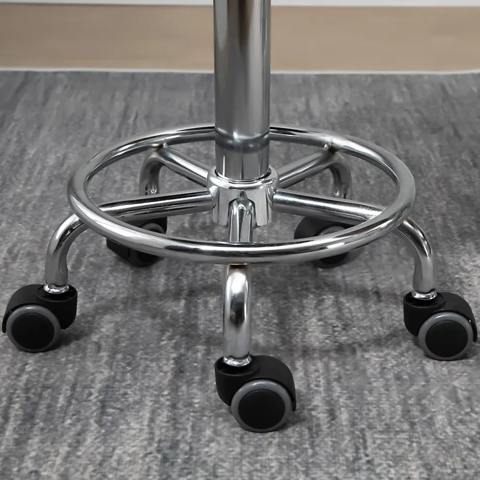 Lot de 2 tabourets de travail massage réglables - dossier ergonomique - acier chromé PU noir