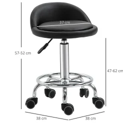 Lot de 2 tabourets de travail massage réglables - dossier ergonomique - acier chromé PU noir
